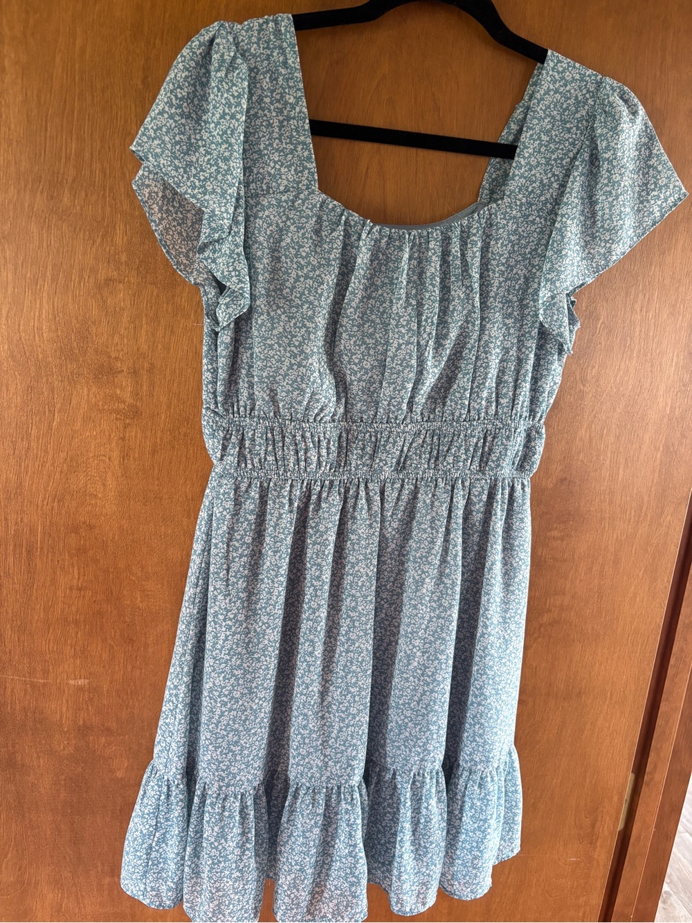 Altar’d State Light Blue Floral Flutter-Sleeve Sundress